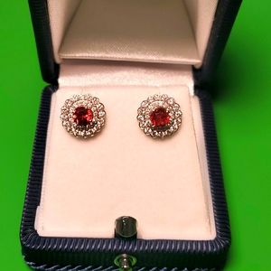 Garnet & Diamond Earrings